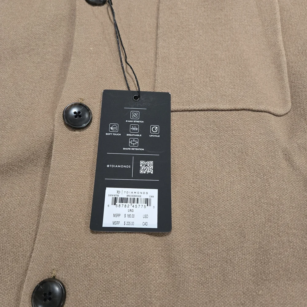 7Diamonds Sweater Cardigan Button Up Beige Stretch Soft Breath Button L NWT - Picture 6 of 16